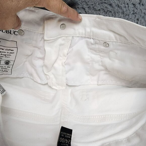 Banana Republic Jeans Womens 24 Petite White Stretch Mid Rise Slouch - Picture 10 of 14